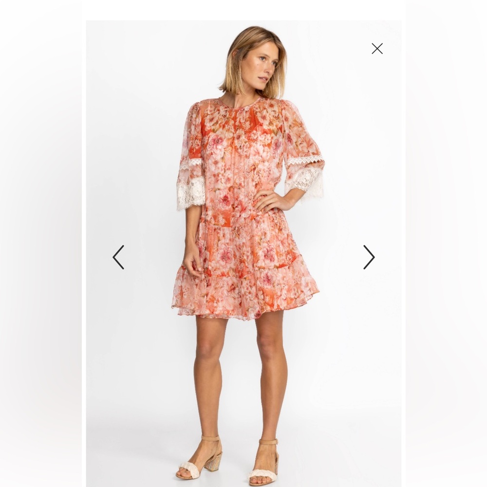 NWT Johnny Was Yours Truly Silk Floral Mini Dress Size M 2PC - Picture 2 of 15